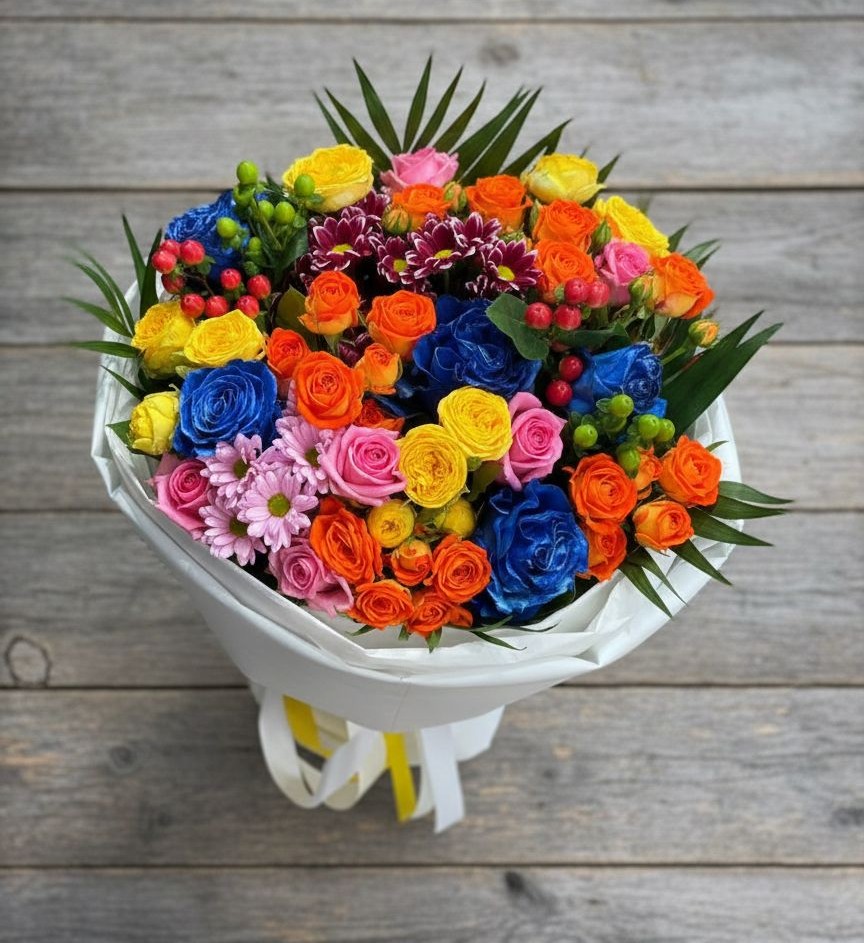 Букет цветов из: Розы и Хризантемы в Рахманово