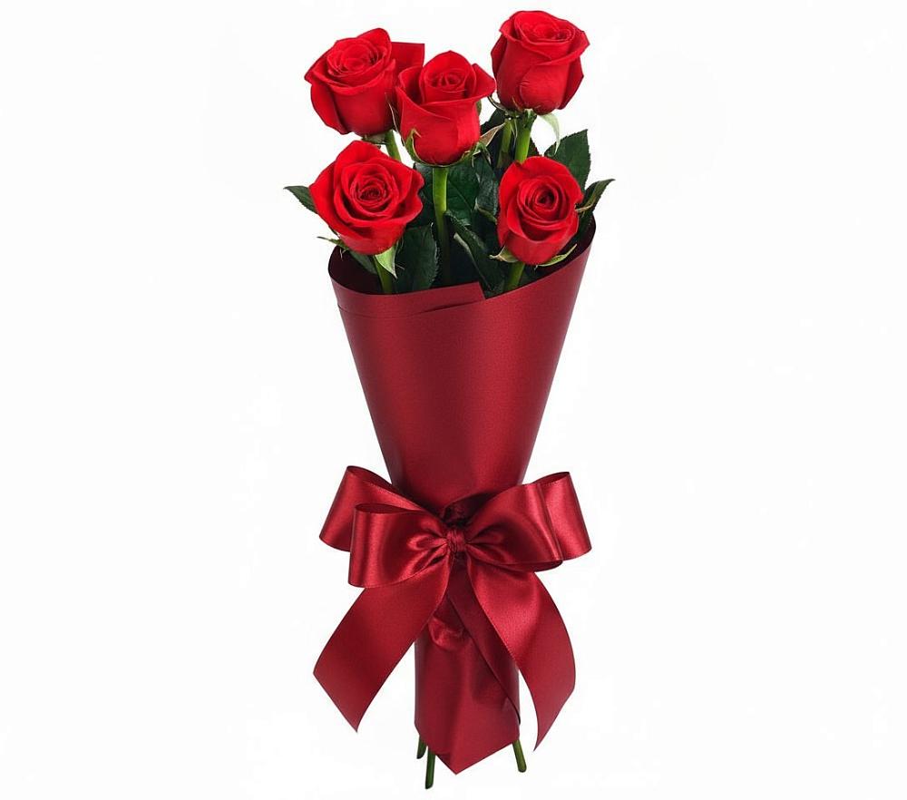 Букет 5 Красных роз Эдлесс Лав в Рахманово