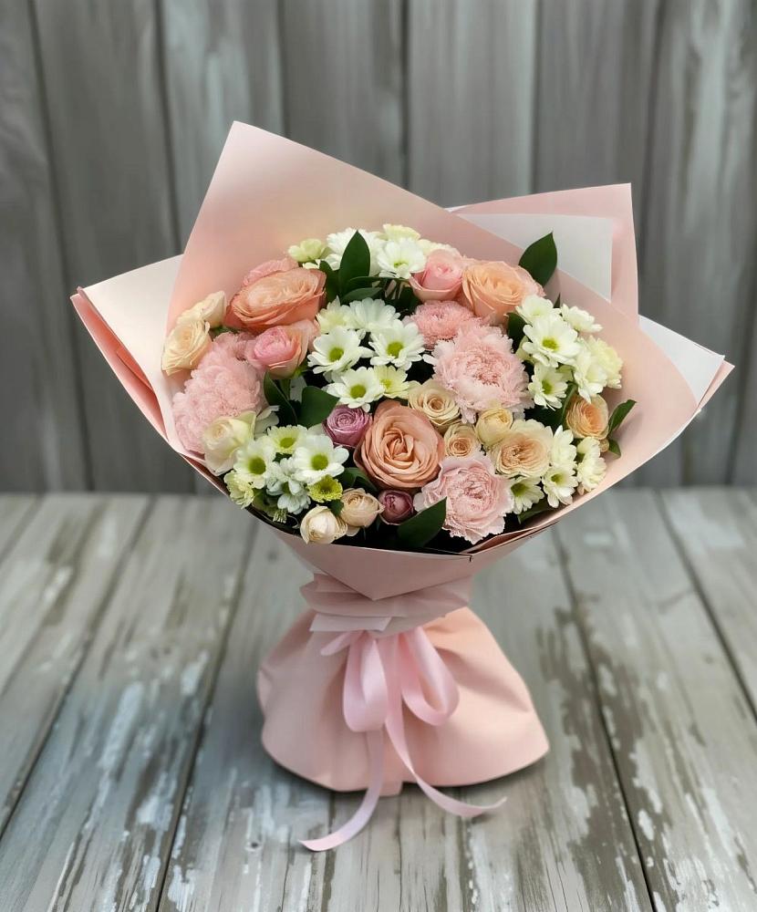 Букет цветов из: Гвоздики, Розы и Хризантемы в Рахманово