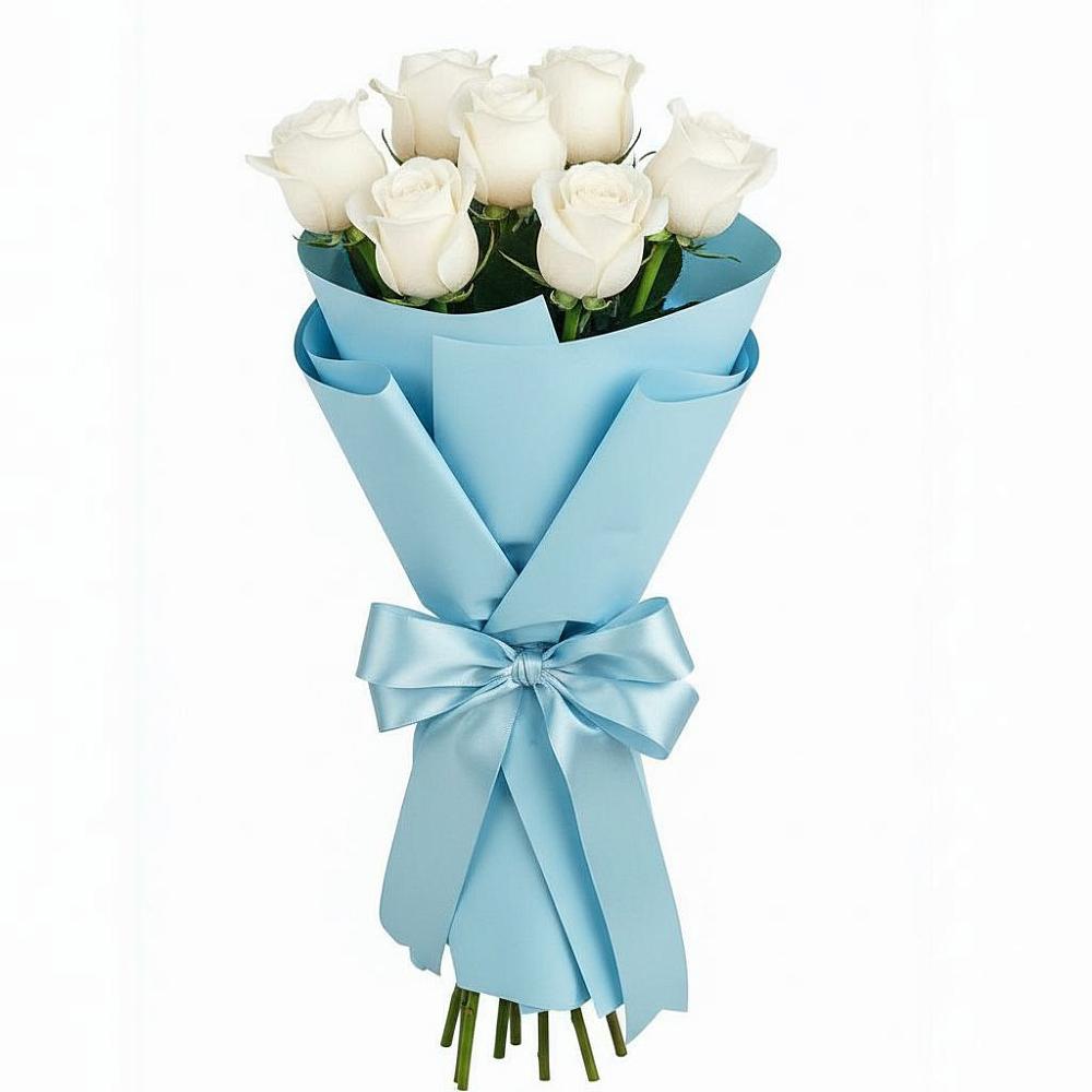Букет 7 белых роз Проуд в Рахманово