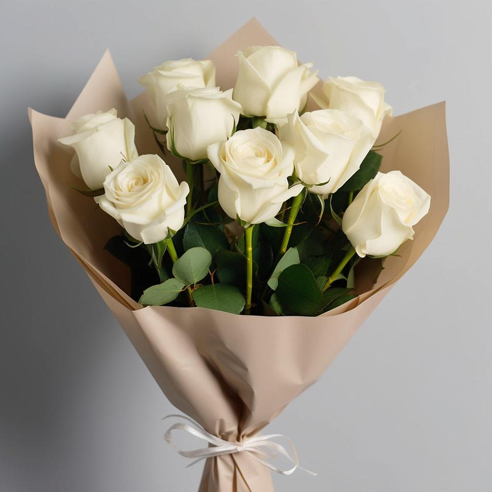 Букет 9 Белых роз Эдлесс Лав в Рахманово