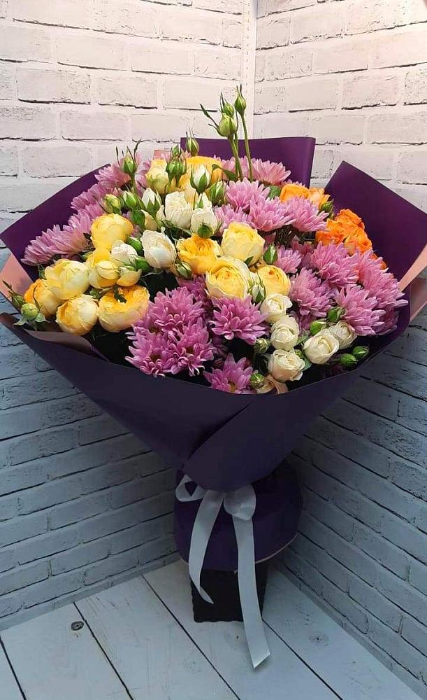 Букет цветов из: Хризантемы и Розы в Рахманово
