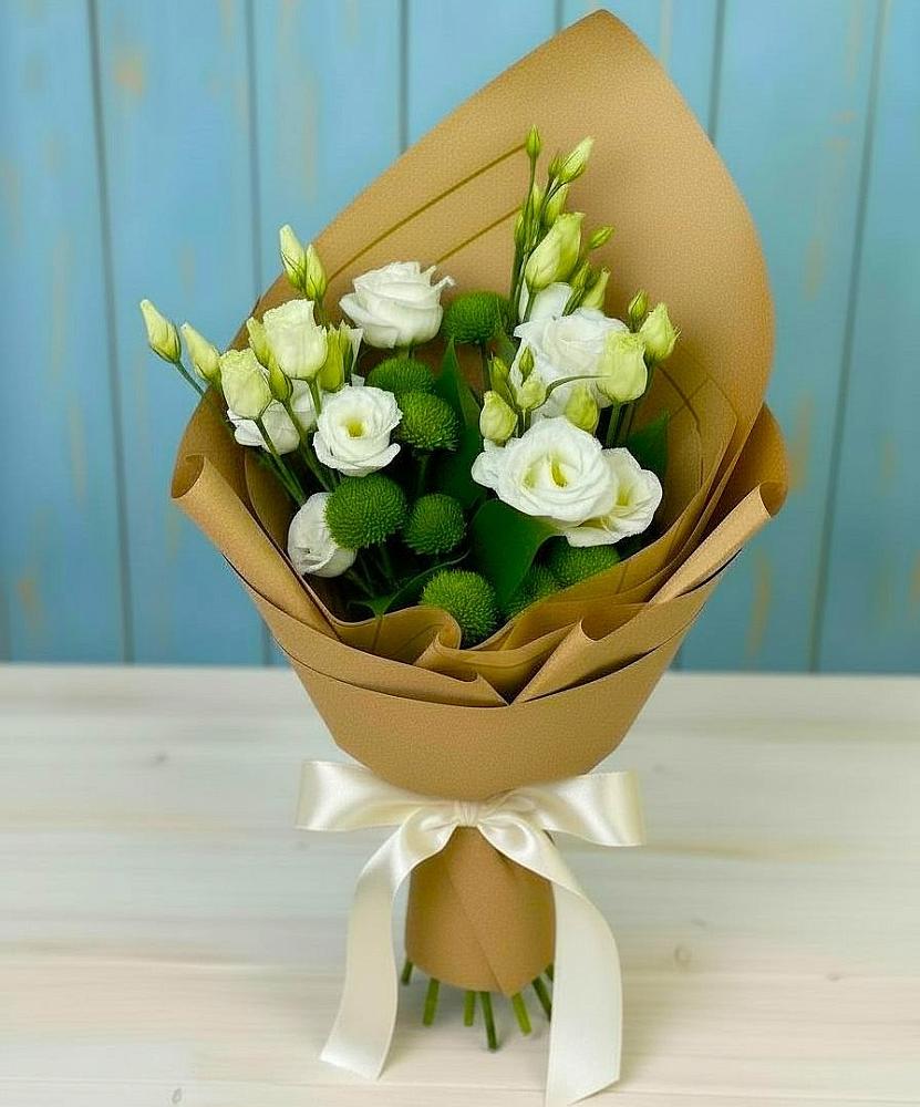 Букет цветов из: Хризантемы и Лизиантусы в Рахманово