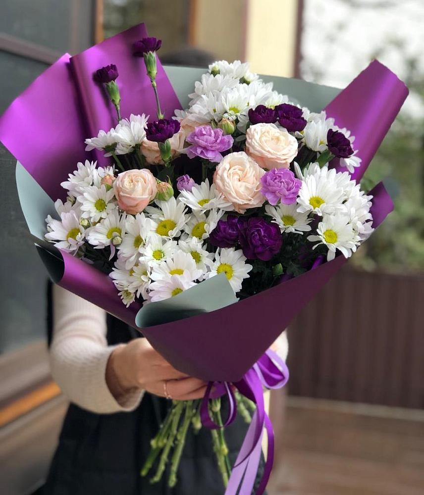 Букет цветов из: Хризантемы, Гвоздики и Розы в Рахманово