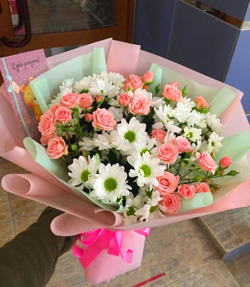 Букет цветов из: Розы и Хризантемы в Рахманово