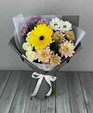Букет цветов из:  Розы, Герберы и Хризантемы в Рахманово