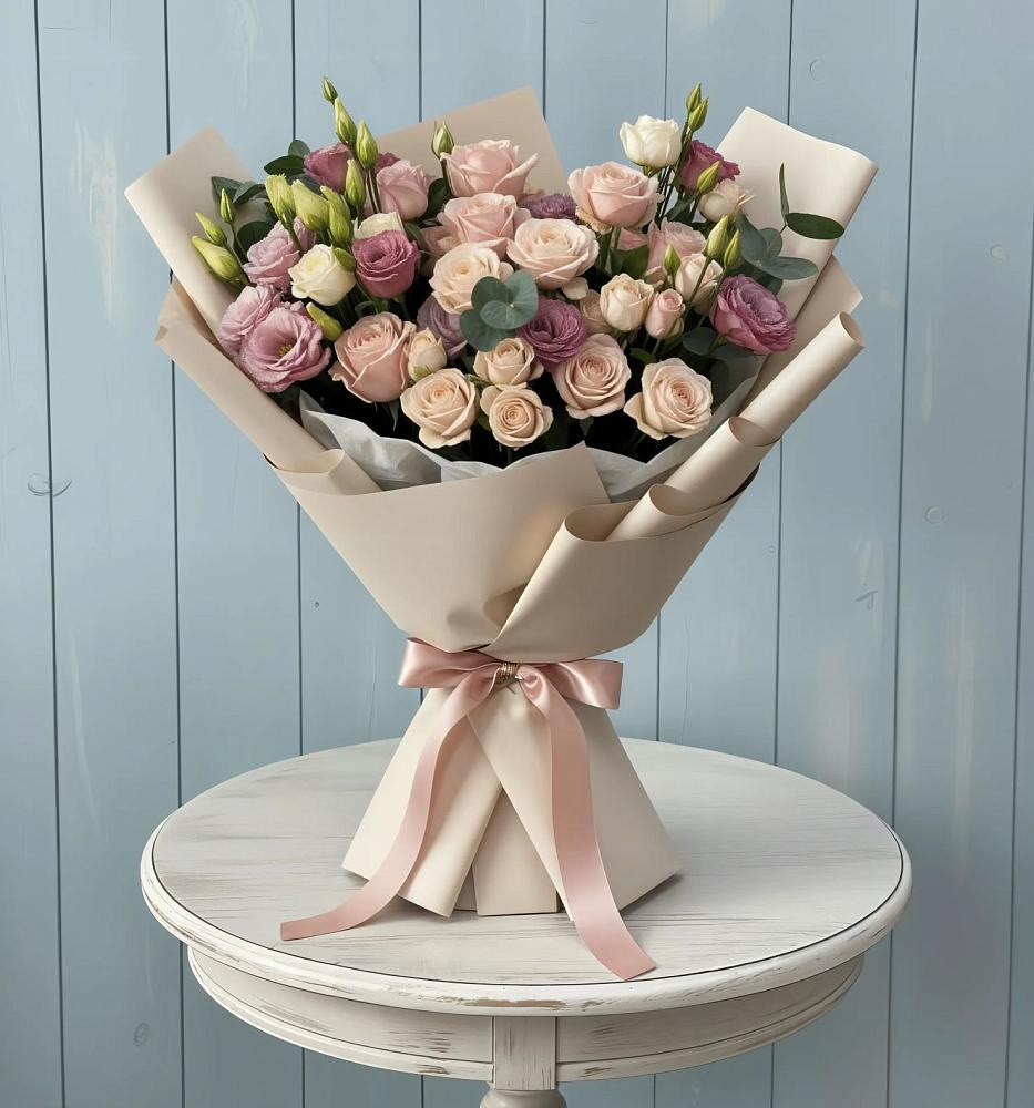 Букет цветов из: Розы и Лизиантусы в Рахманово