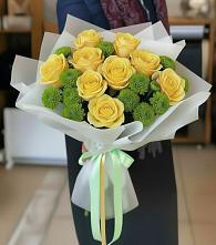 Букет цветов из:  Хризантемы и Розы в Рахманово