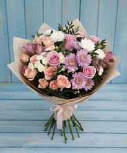 Букет цветов из:  Хризантемы, Розы и Альстромерии в Рахманово