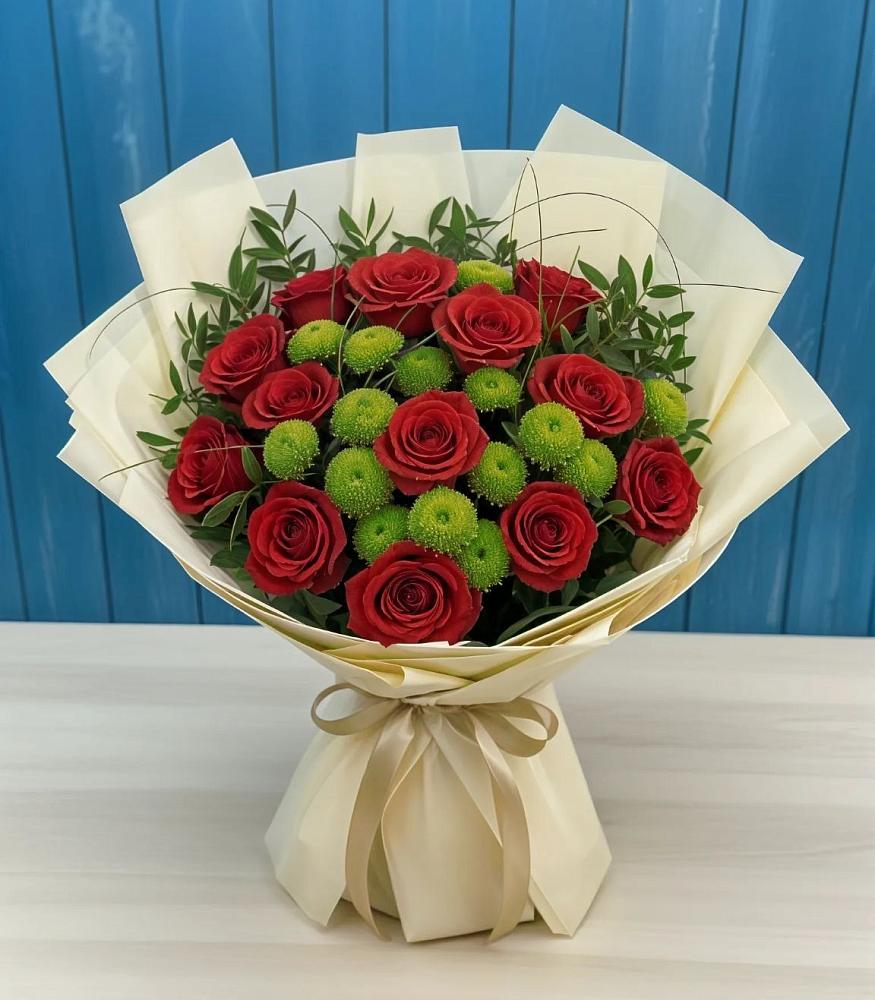 Букет цветов из: Розы и Хризантемы в Рахманово