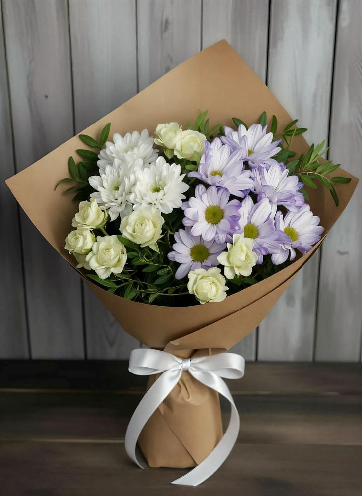 Букет цветов из: Хризантемы и Розы в Рахманово